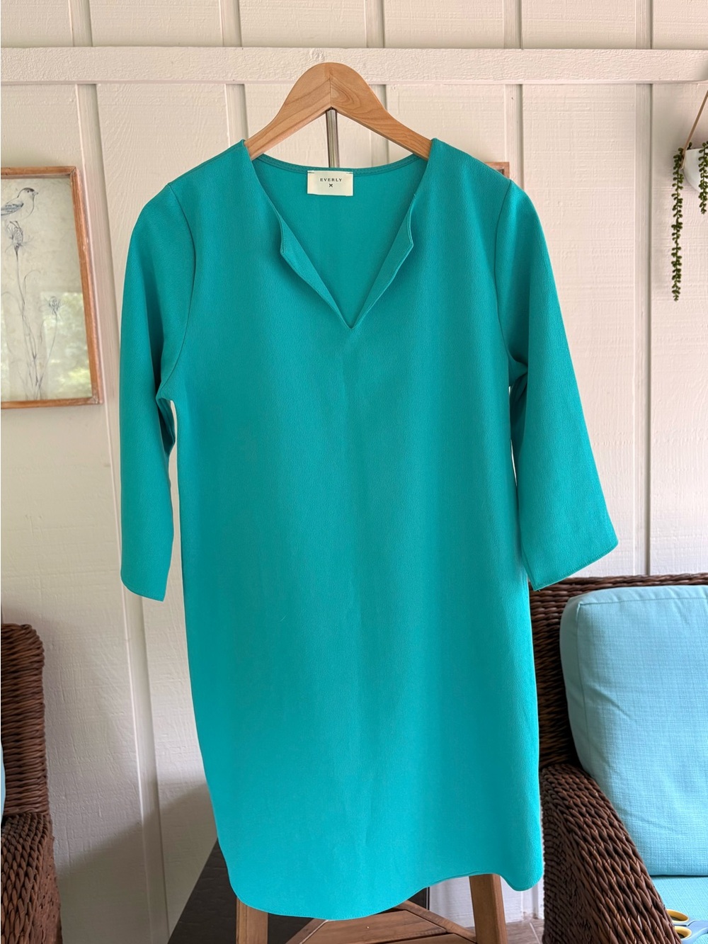Everly Teal V-Notch Dress